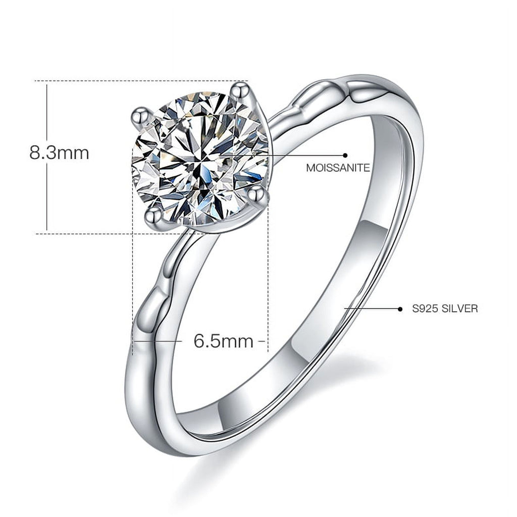 18K White Gold Plated Moissanite Solitaire Engagement Ring M693