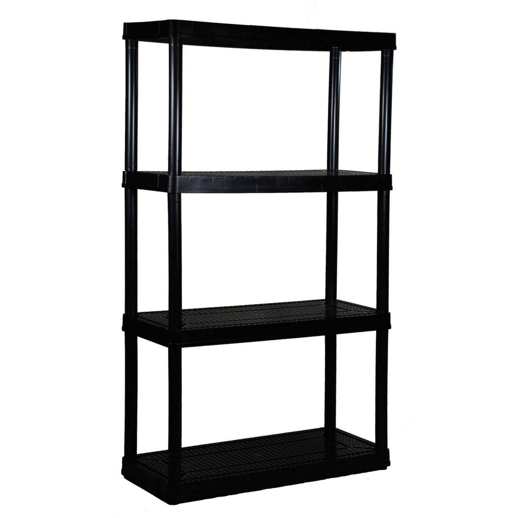 4 Shelf Medium Resin Garage Storage Shelf Black 7 Pack X131