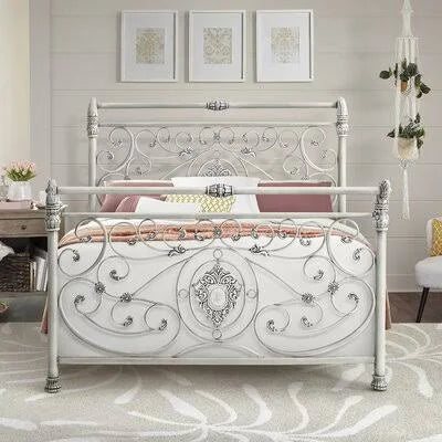 Brushed White Queen Standard Bed T339