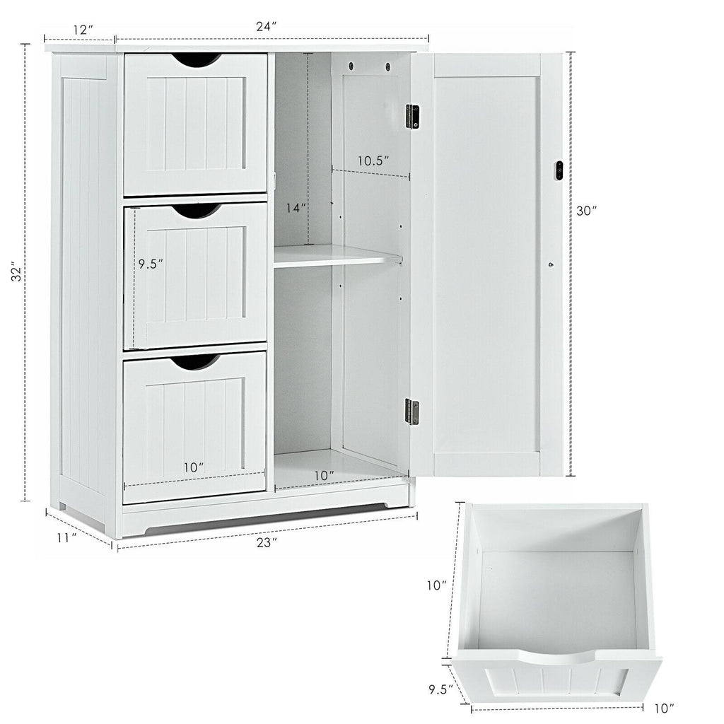 Grey Bathroom Floor Cabinet with 3 Drawers and 1 Cupboard T61830