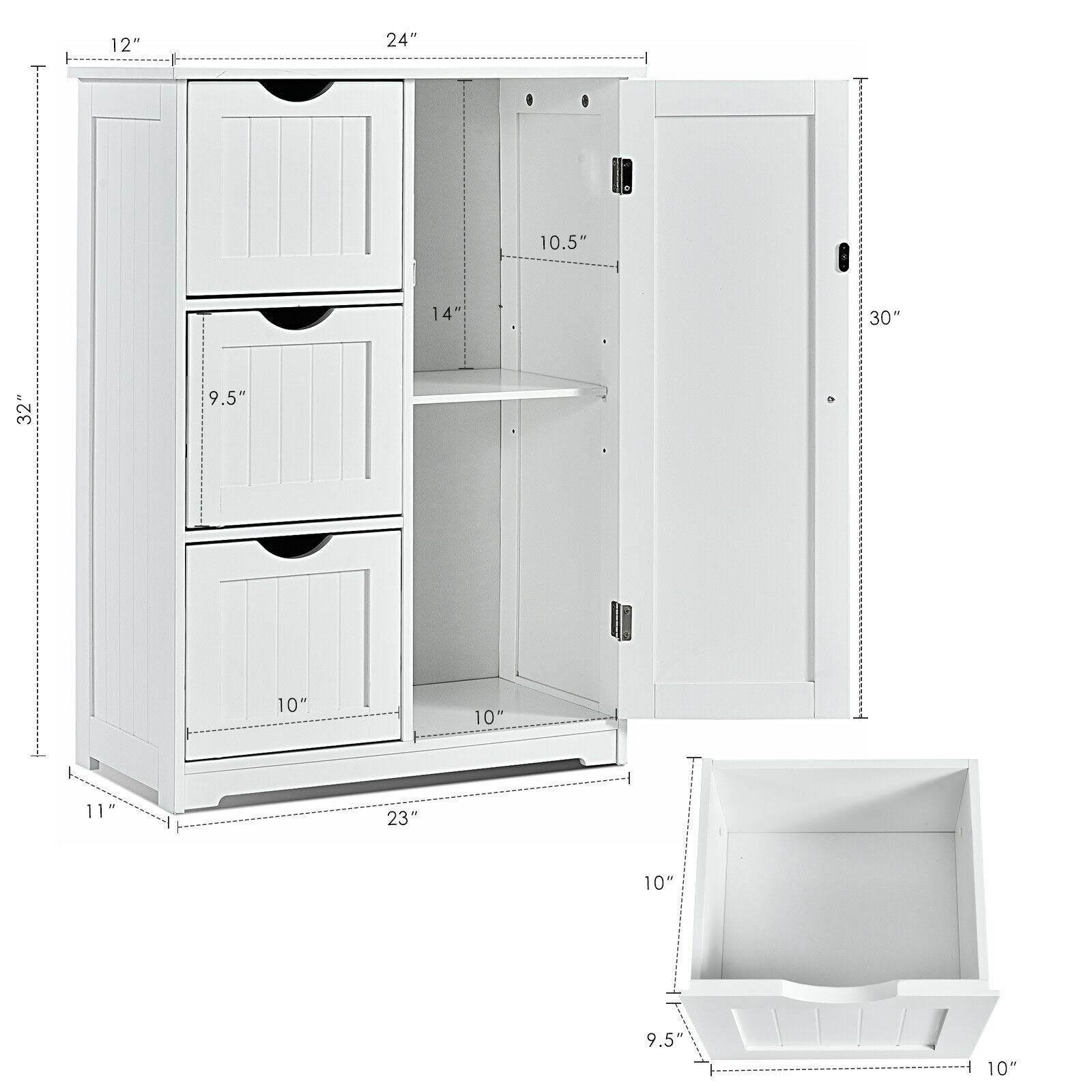 Grey Bathroom Floor Cabinet with 3 Drawers and 1 Cupboard T61830