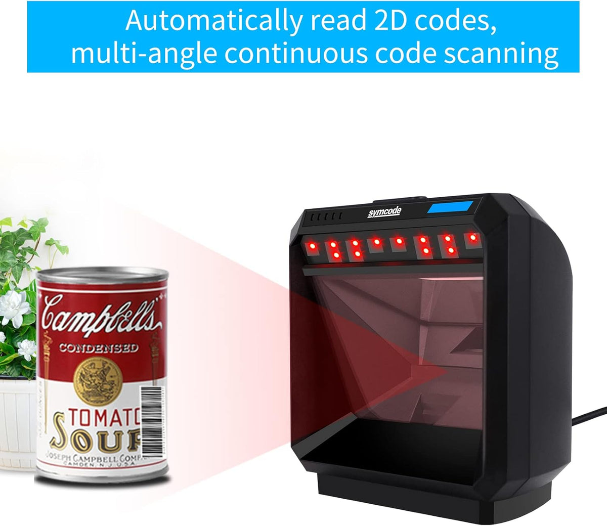 2D Desktop Barcode Scanner, USB Wired QR Barcode Reader C404