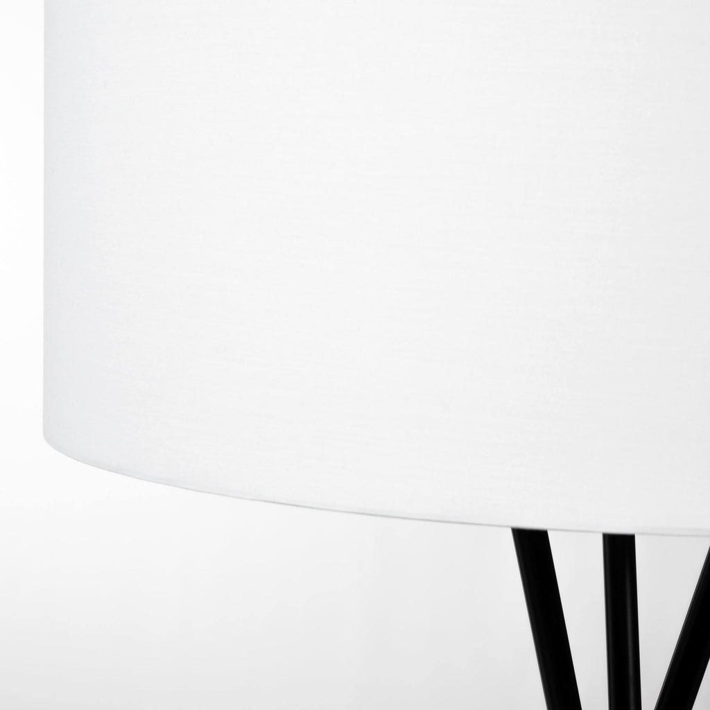 Black Metal White Fabric Shade Floor Lamp Y958686