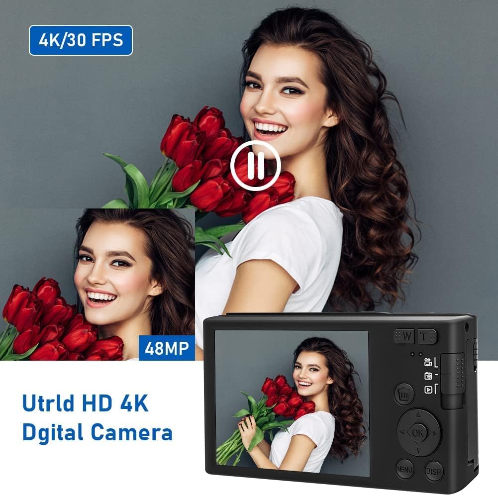 Black 4K Compact Digital Camera with 32GB SD Card, Pack of 2 S749