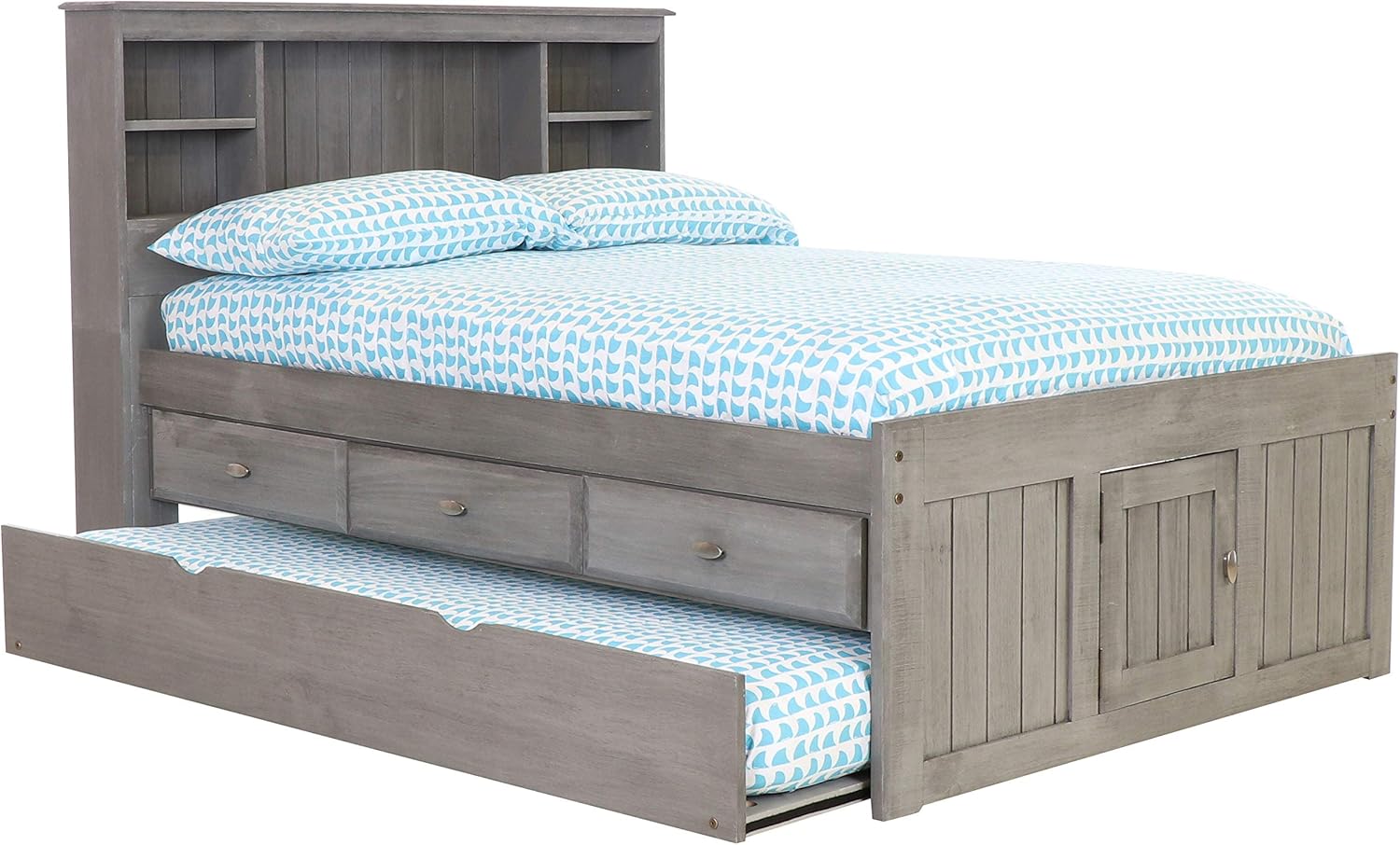 Full Bookcase Bed with 3 Drawers & Trundle H981842