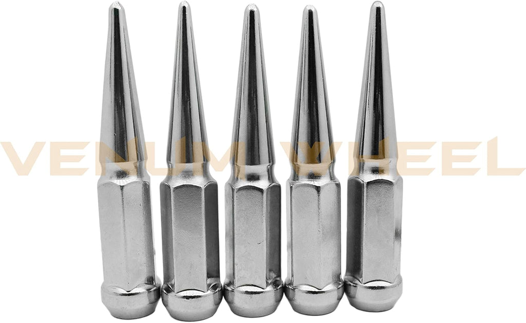 Chrome Spike Lug Nuts 14x1.5 Thread Pitch 4.5" Total Length Pack of 2 M1160