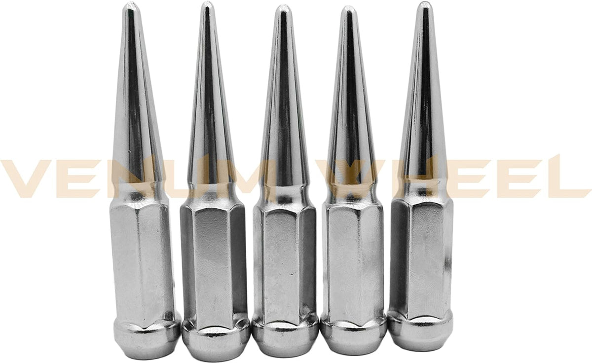 Chrome Spike Lug Nuts 14x1.5 Thread Pitch 4.5" Total Length Pack of 2 M1160