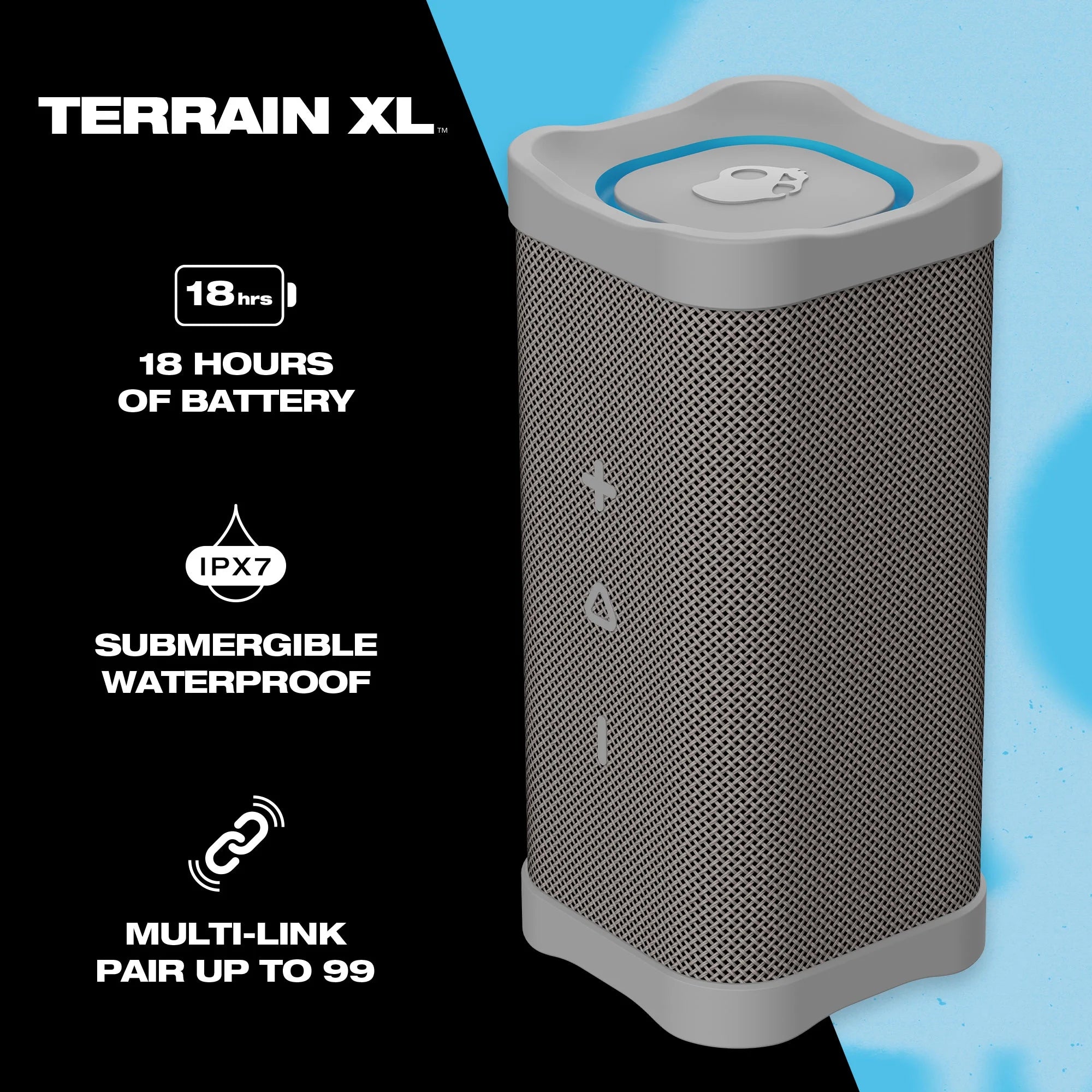 Compact Tough Wireless Speaker, Light Grey C7717