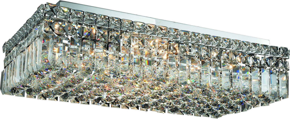 6 Light Chrome Flush Mount Cut Crystal C256