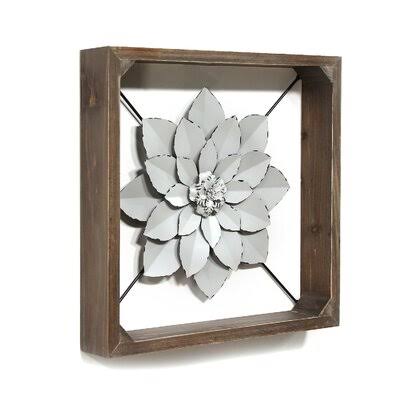 Décoration Murale Fleur encadrée en Métal A3782