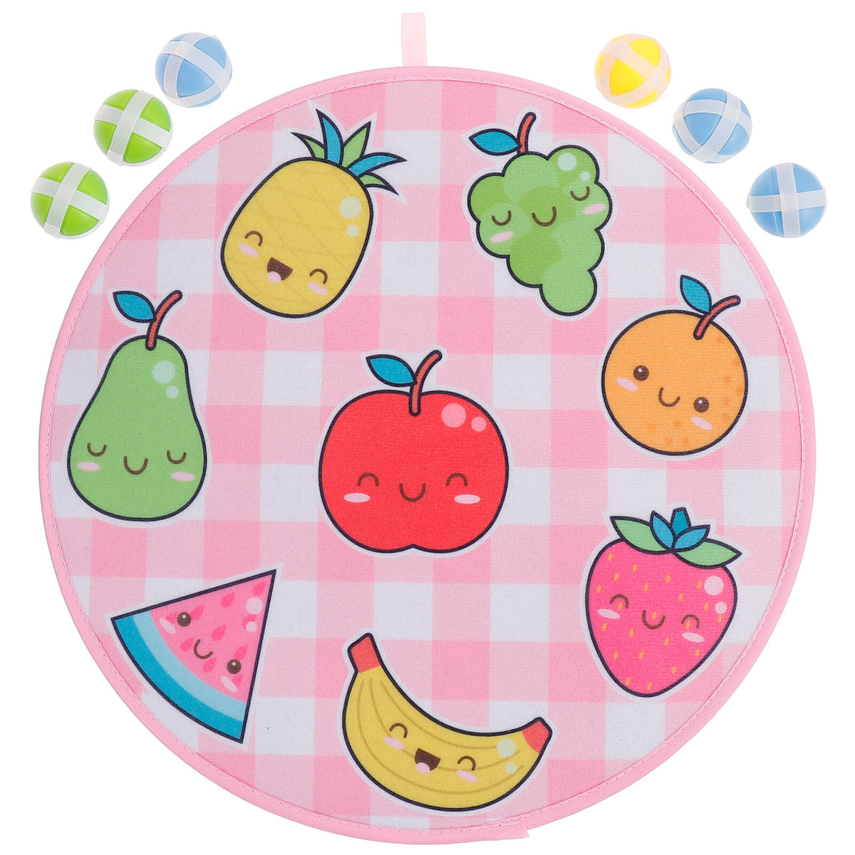 Dart Board Set with Fruit Pattern Balls Throwing Game Toy J929330