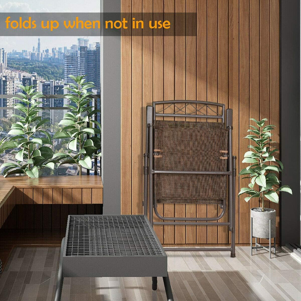 Set of 4 Patio Folding Sling Chairs Steel A1880