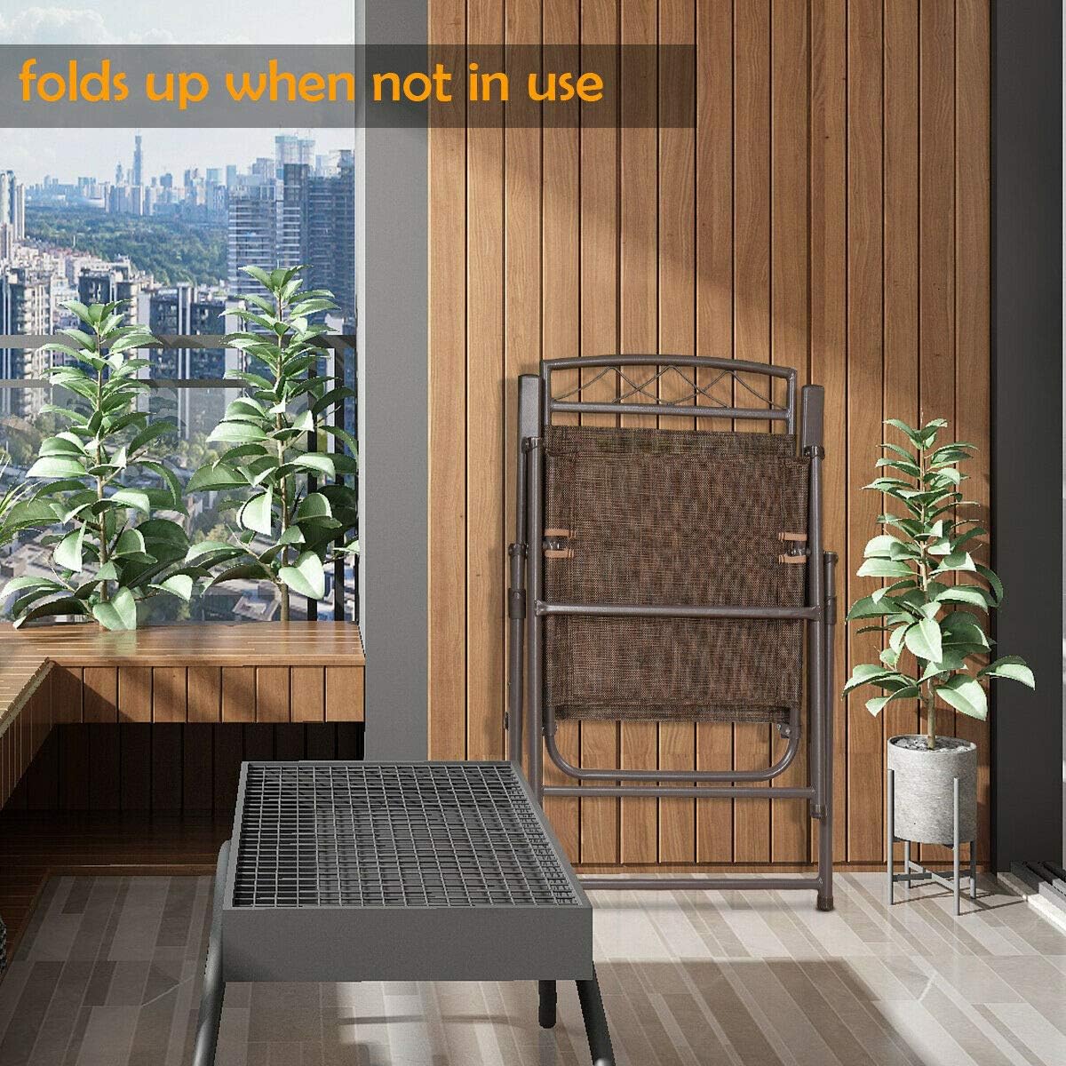 Set of 4 Patio Folding Sling Chairs Steel A1880