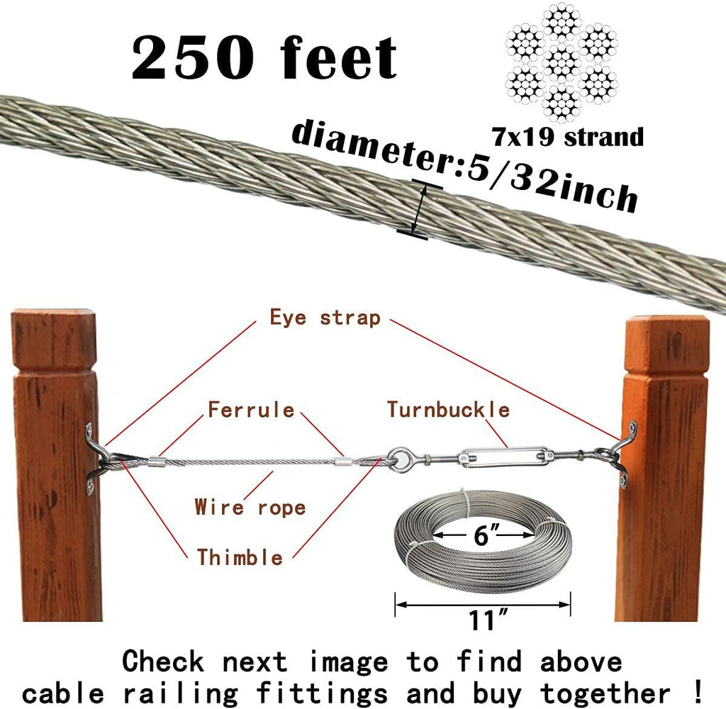 165Feet 5/32 Stainless Steel Wire Rope F2648