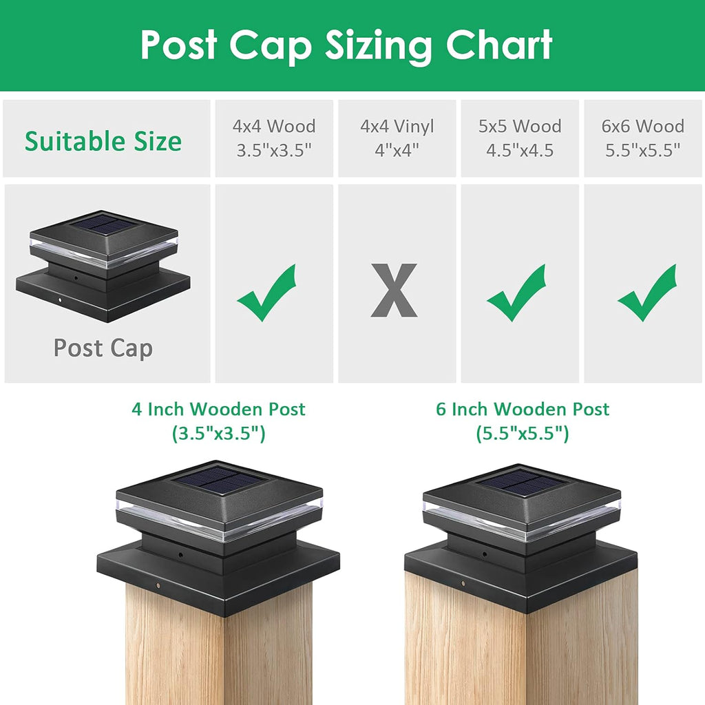 12pcs LED Warm White Solar Post Cap Lights for 4x4 6x6 Wooden Posts K9508