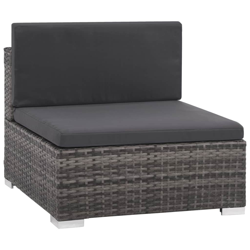 12 Piece Gray Poly Rattan Outdoor Patio Sectional Sofa with Coffee Table and Ottoman M58424
