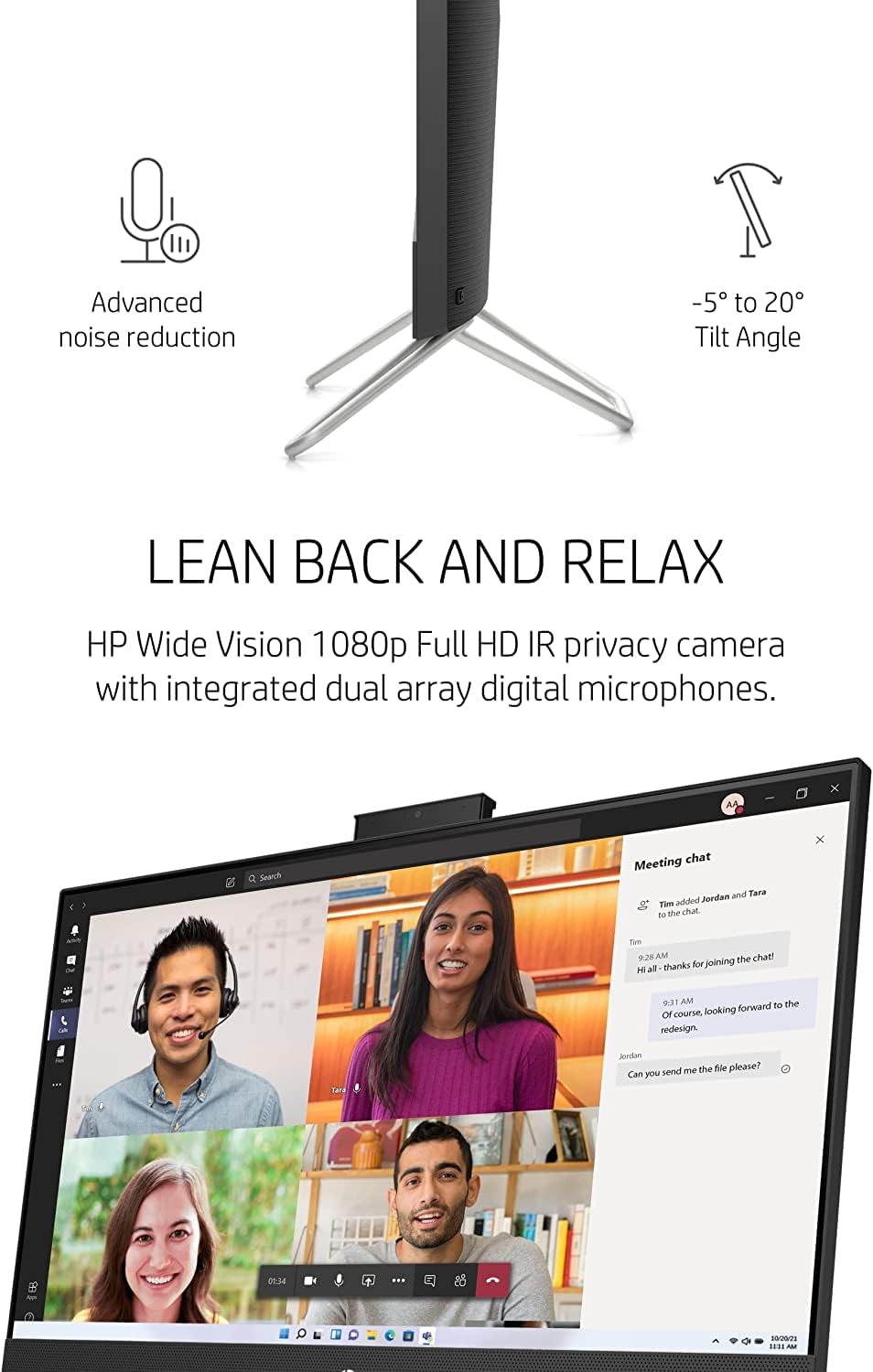 HP 27 inch FHD All-in-One Computer, AMD Ryzen 5 5500U, 16GB RAM, 512GB PCIe SSD+1TB HDD, Win11 N56885