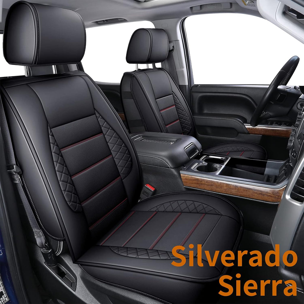 Black 2 pcs Faux Leather Seat Covers with Center Console Cover J86650