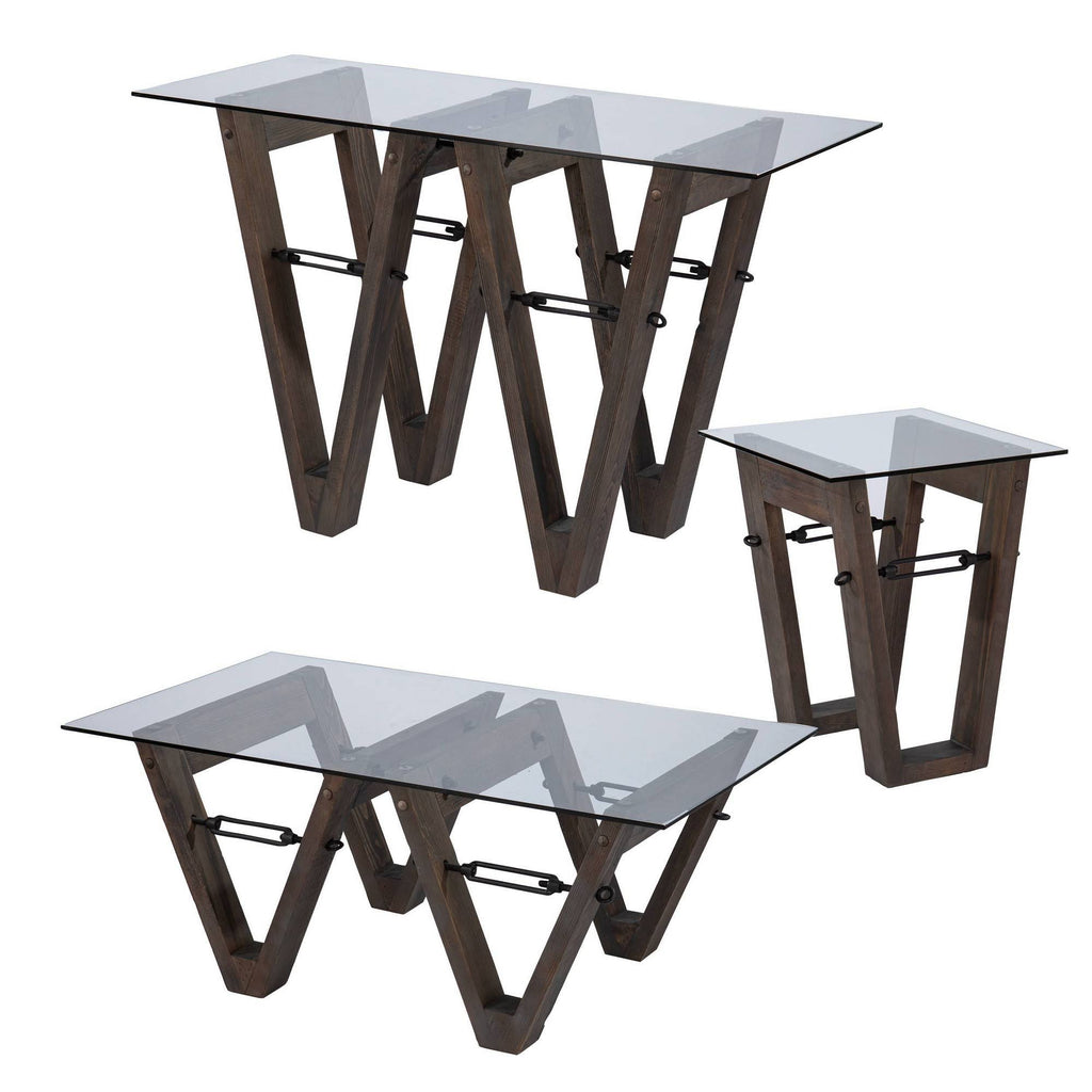 Reclaimed Wood Console Table Brown/Black W942