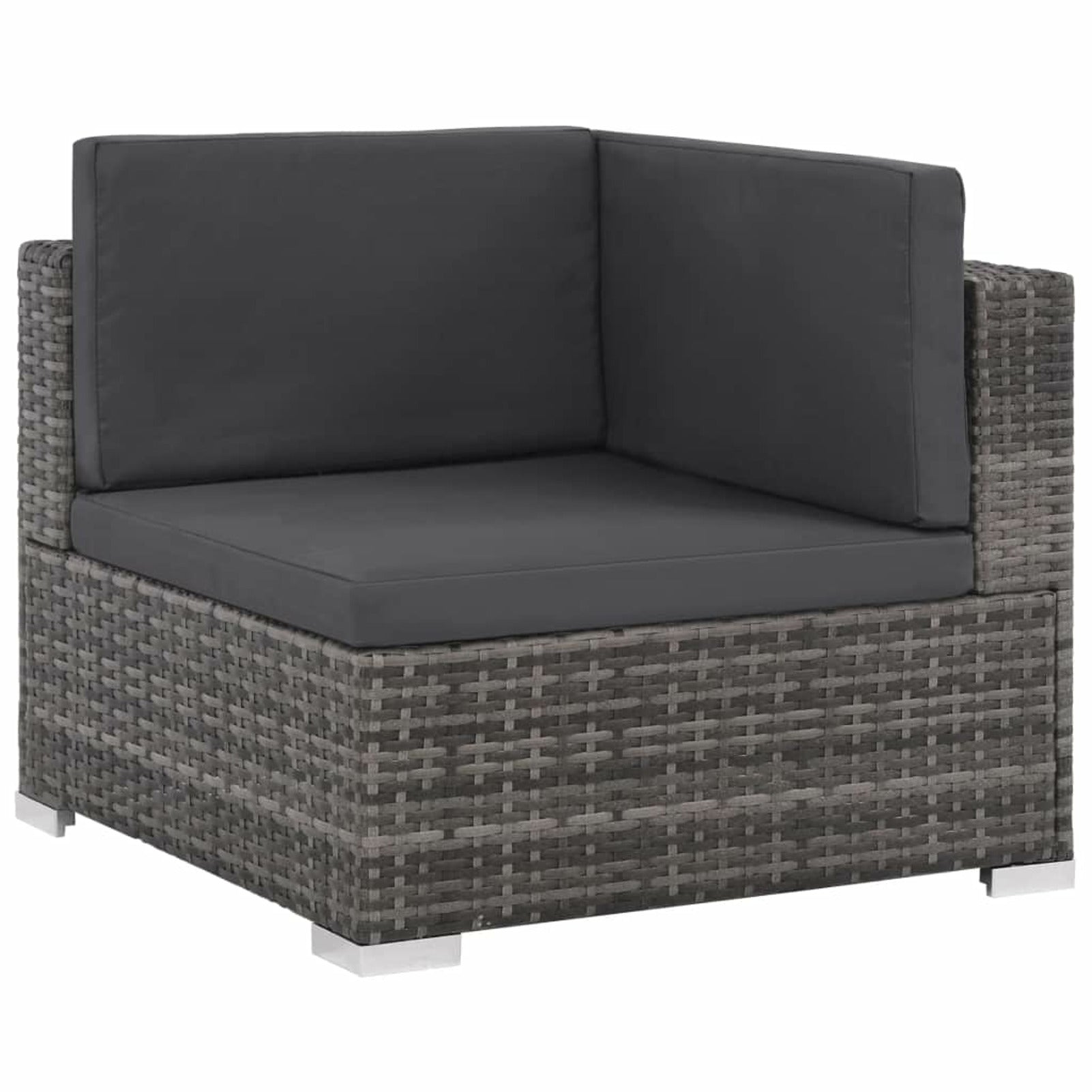 12 Piece Gray Poly Rattan Outdoor Patio Sectional Sofa with Coffee Table and Ottoman M58424