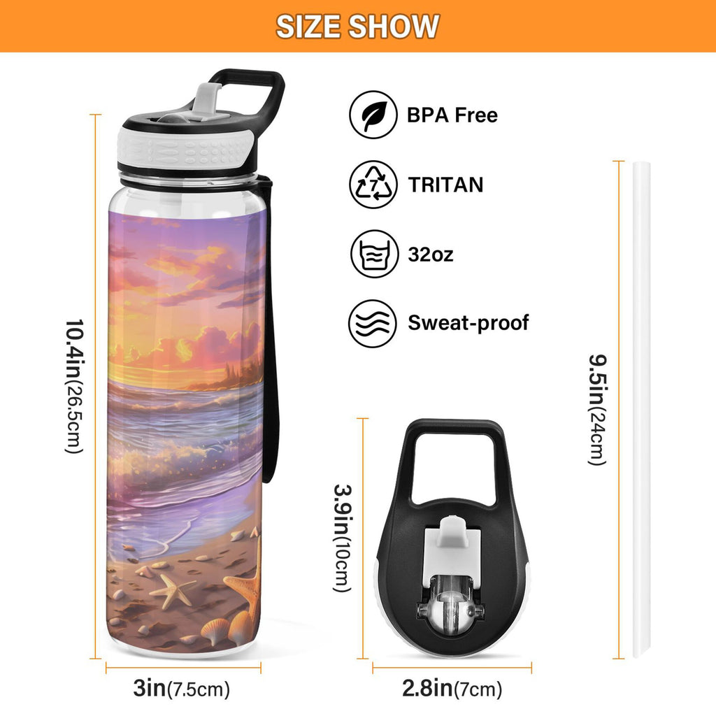 32oz Leakproof Tritan Sports Water Bottle with Straw D12642