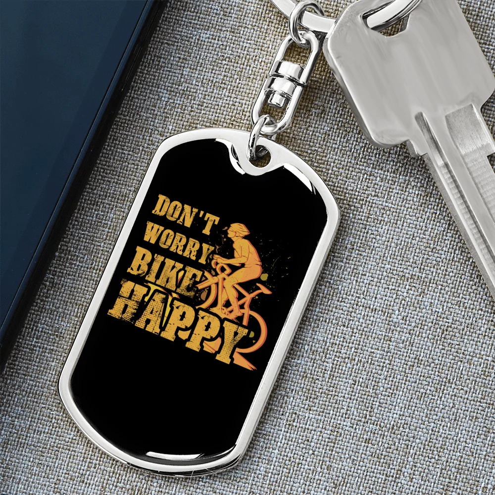 Stainless Steel or 18k Gold Swivel Dog Tag Keychain M746395