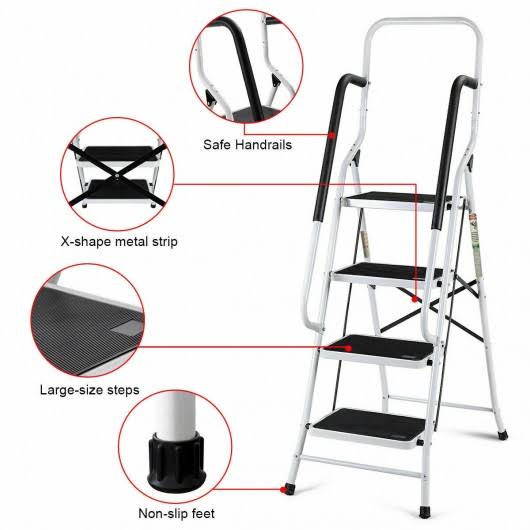 4 Step Folding Stool Ladder with Handrails D803059