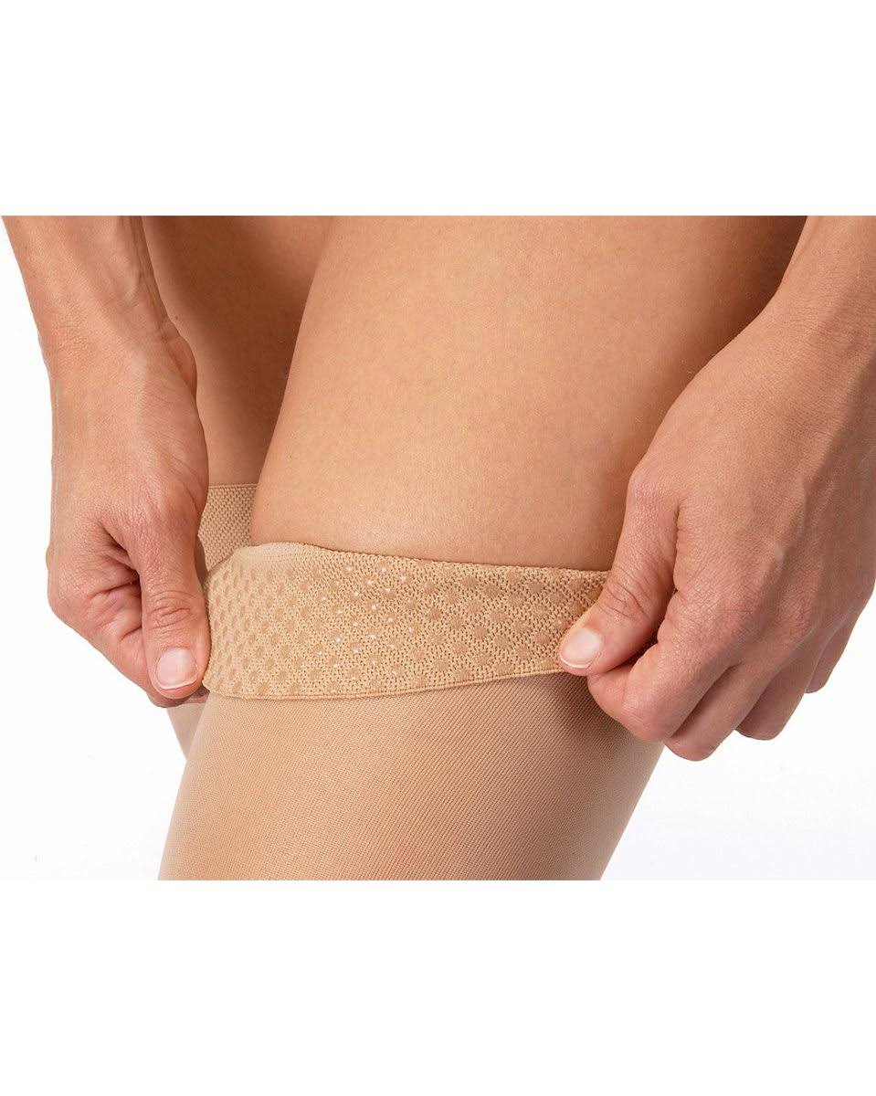 30-40 mmHg Small Suntan Thigh High Silicone Dot Band D512086