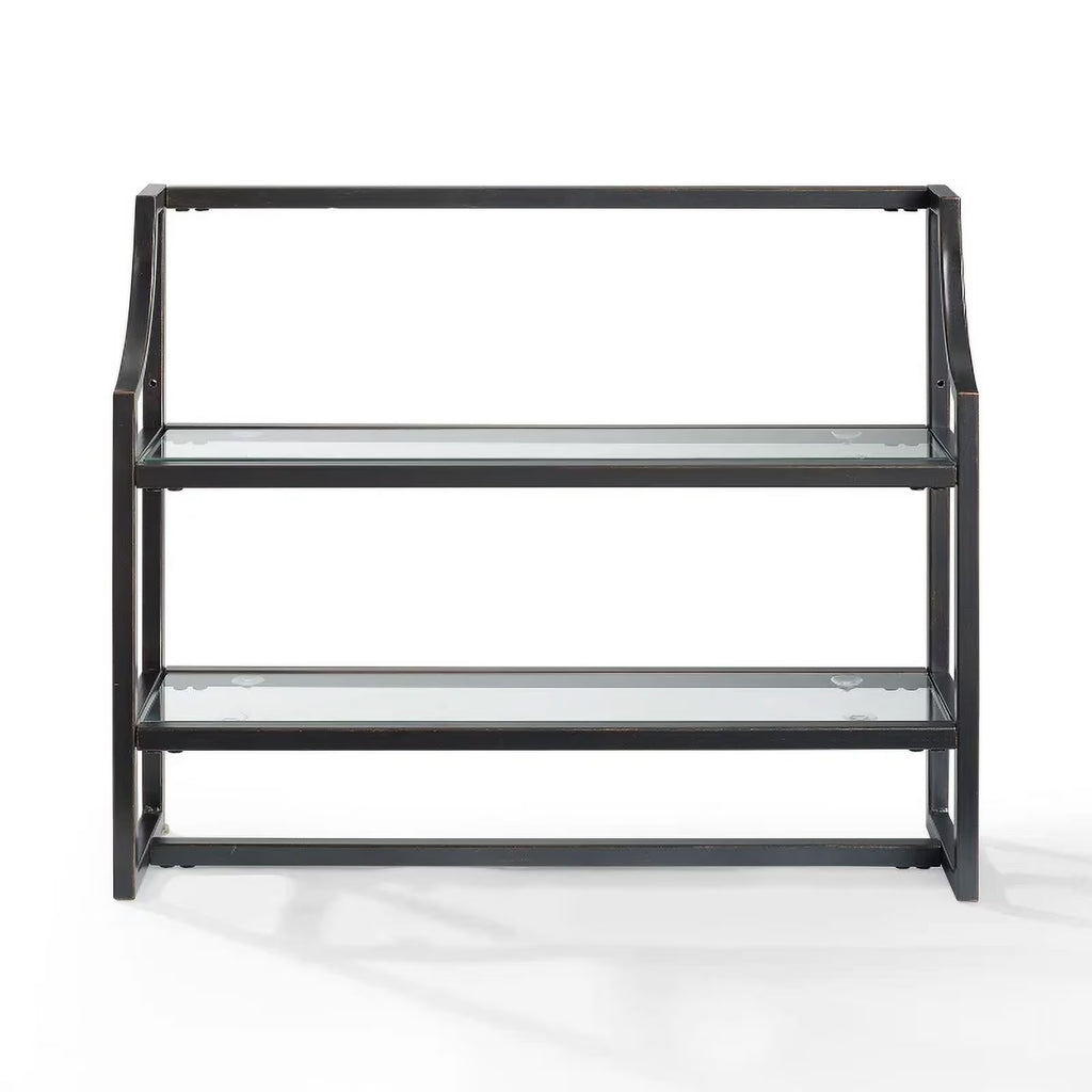 Oil Rubbed Bronze 2 Shelf Glass Metal Wall Shelf M387
