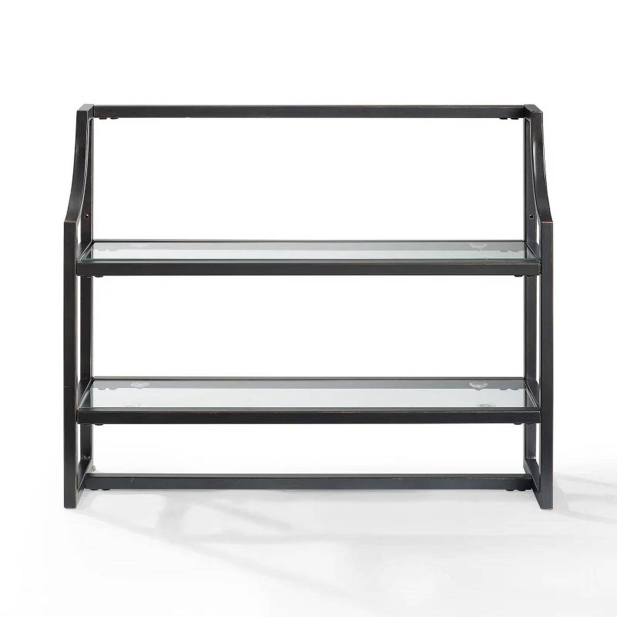 Oil Rubbed Bronze 2 Shelf Glass Metal Wall Shelf M387