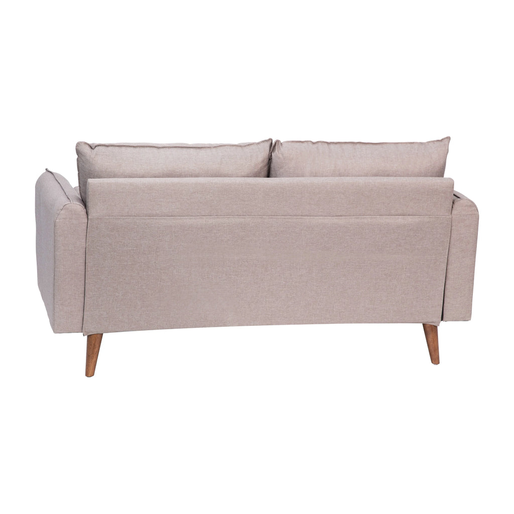 Taupe Faux Linen Loveseat Sofa with Solid Wood Legs D4381