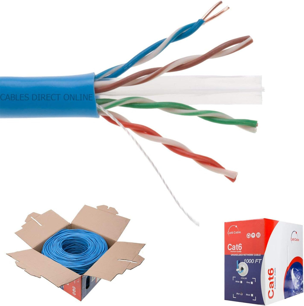 CAT6 1000ft UTP Blue Ethernet Solid Cable 23AWG V475