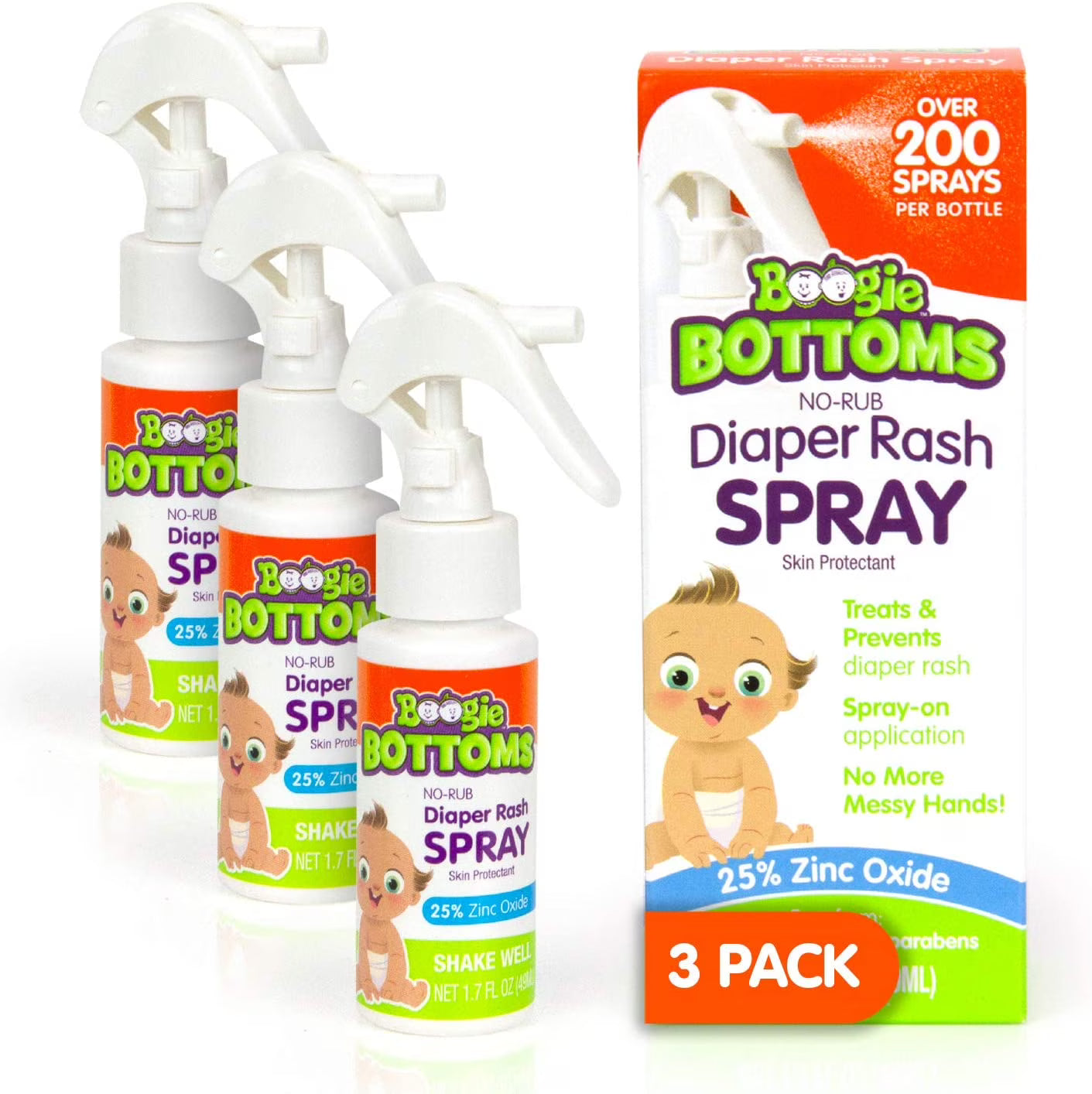 Baby Diaper Rash Cream Spray, 1.7 oz, Pack of 3 O427687