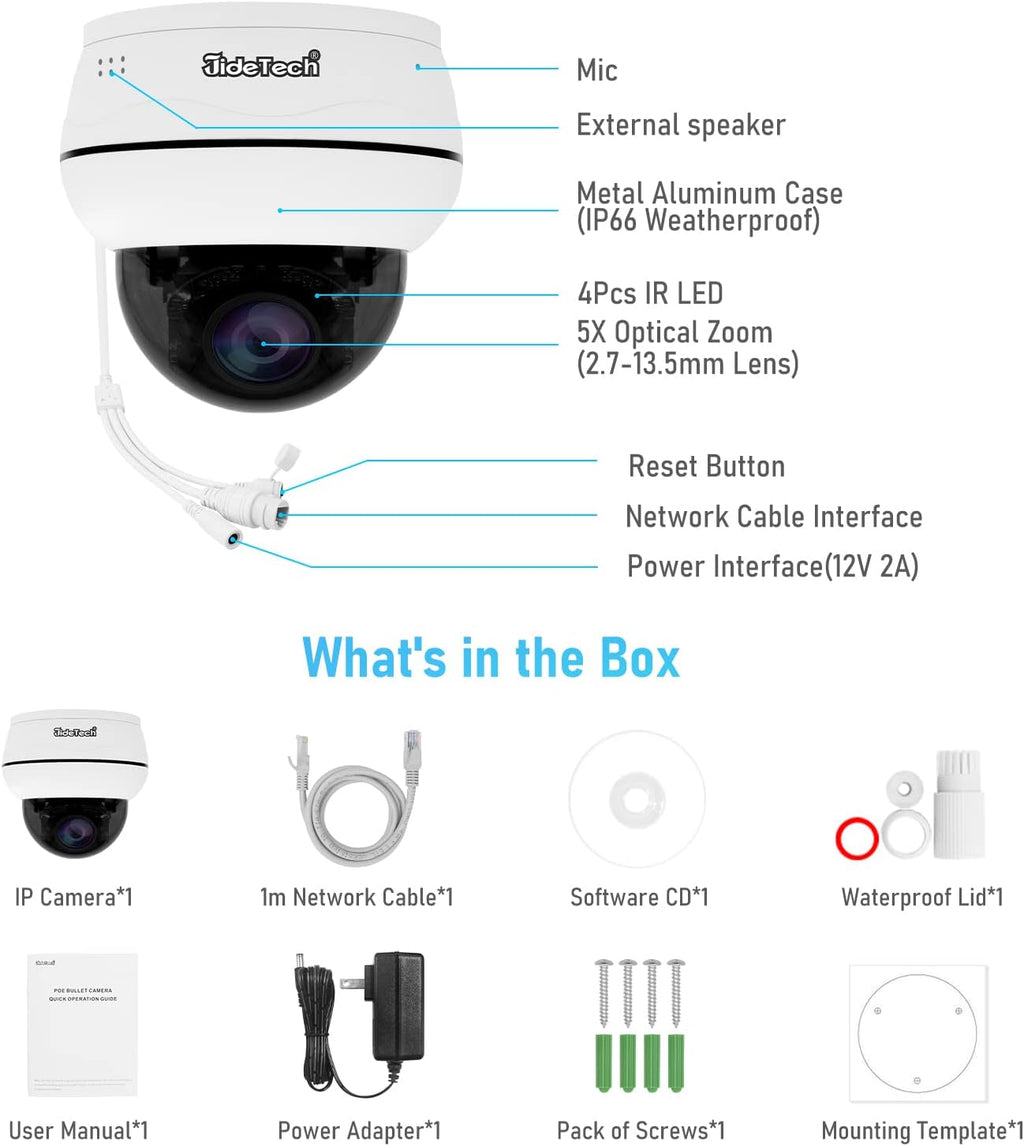 4K PTZ POE IP Dome Camera with 5X Optical Zoom M292059