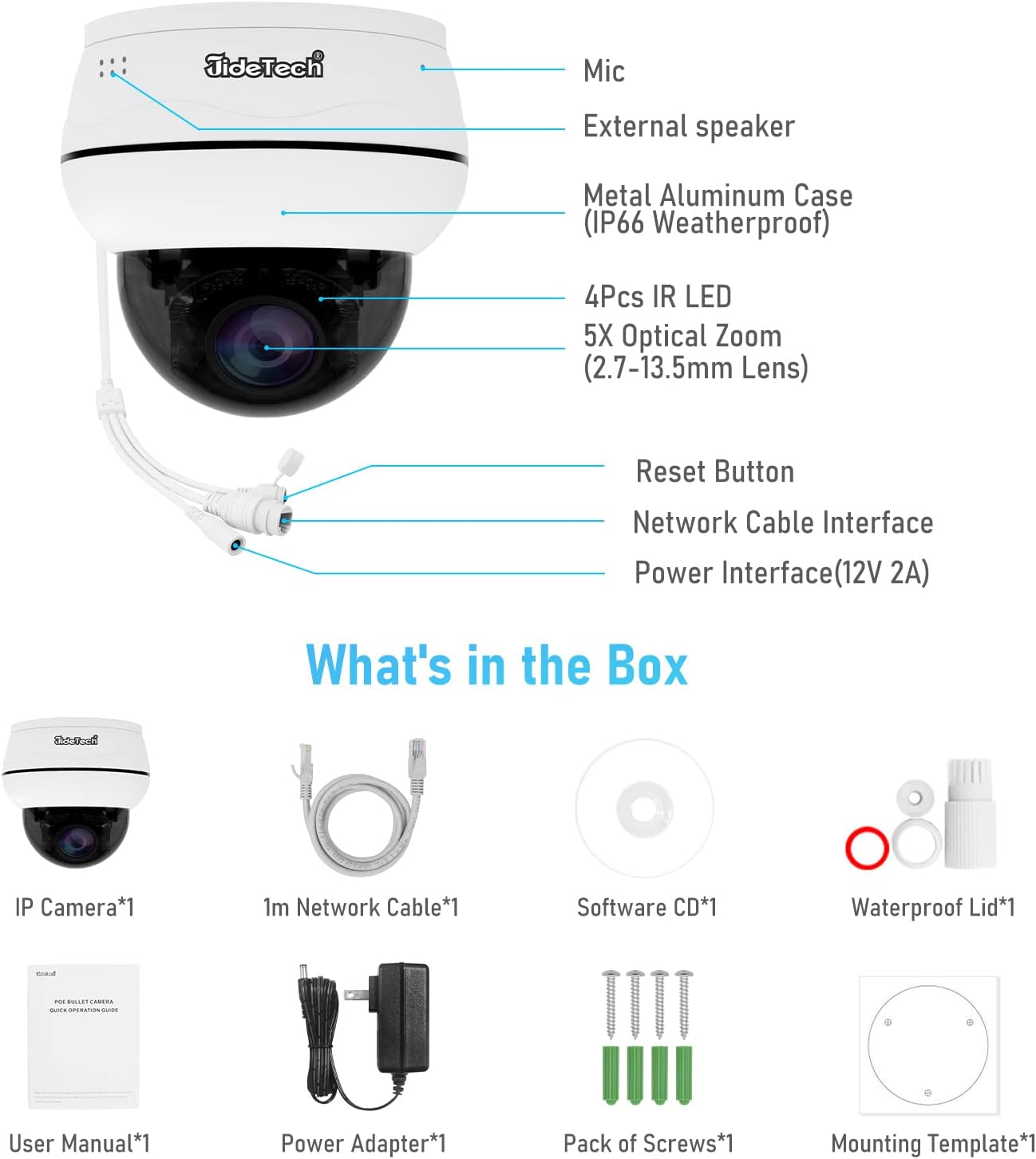 4K PTZ POE IP Dome Camera with 5X Optical Zoom M292059