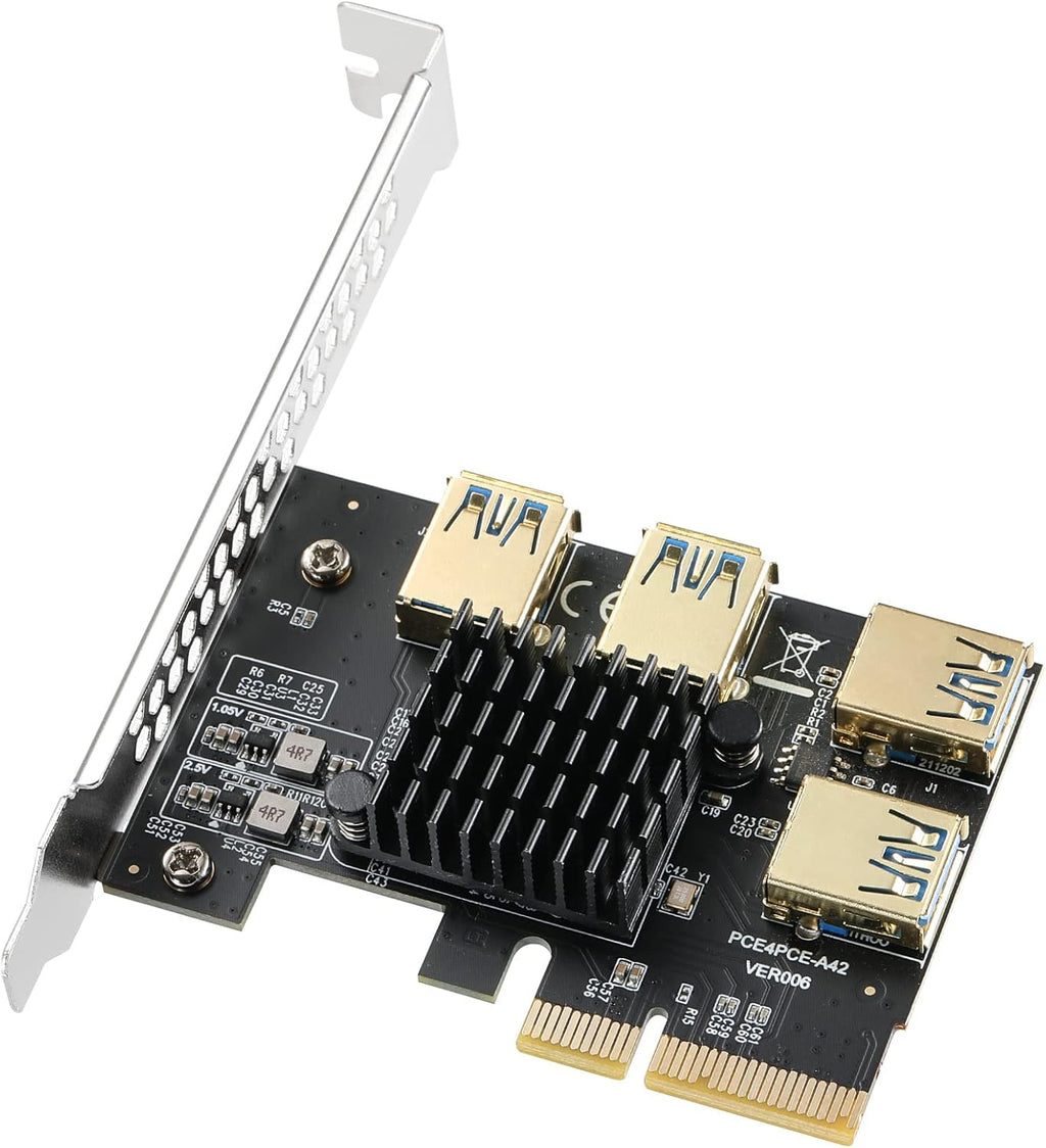 2 Pack PCIE Riser 1X to 16X Graphics Extension Adapter Card with USB 3.0 Cable E6889