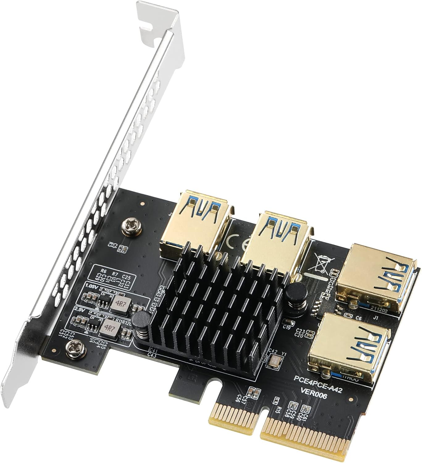 2 Pack PCIE Riser 1X to 16X Graphics Extension Adapter Card with USB 3.0 Cable E6889