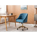 Blue Tufted Velvet Office Chair with Gold Base and Wheels C5055
