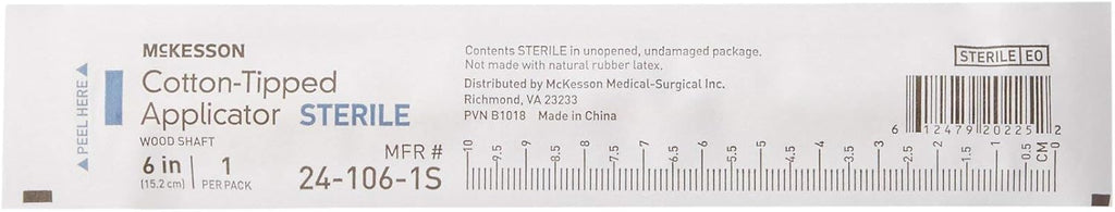 Sterile Cotton-Tipped Applicator Swabstick, Wood Shaft, 6 in, 1000 Total F391696