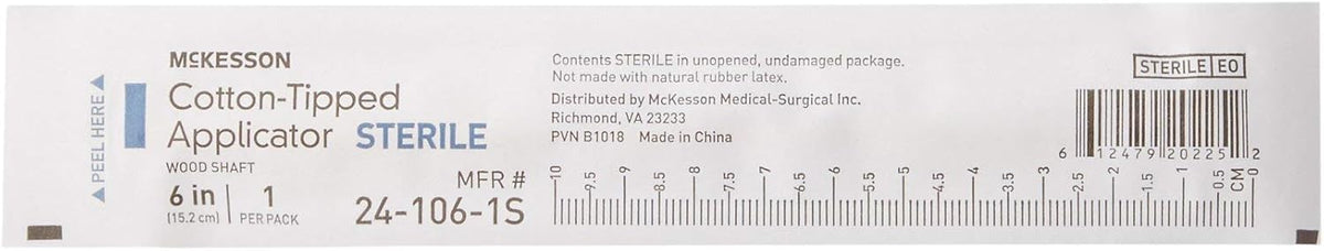 Sterile Cotton-Tipped Applicator Swabstick, Wood Shaft, 6 in, 1000 Total F391696