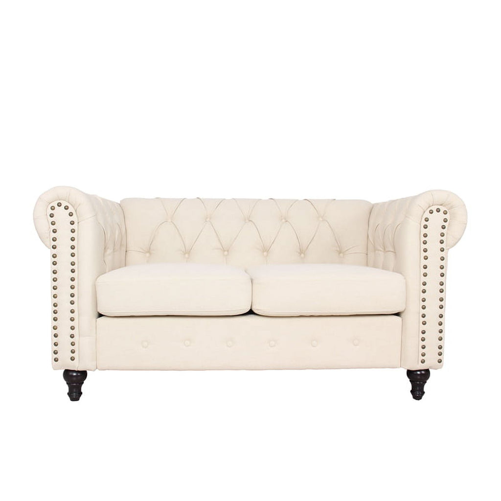 3 Piece Microfiber Sofa and 2-Loveseat Set in Cream P77166