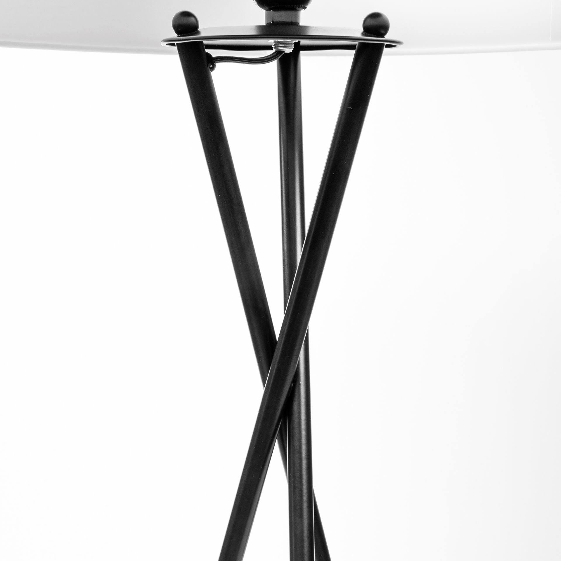 Black Metal White Fabric Shade Floor Lamp Y958686