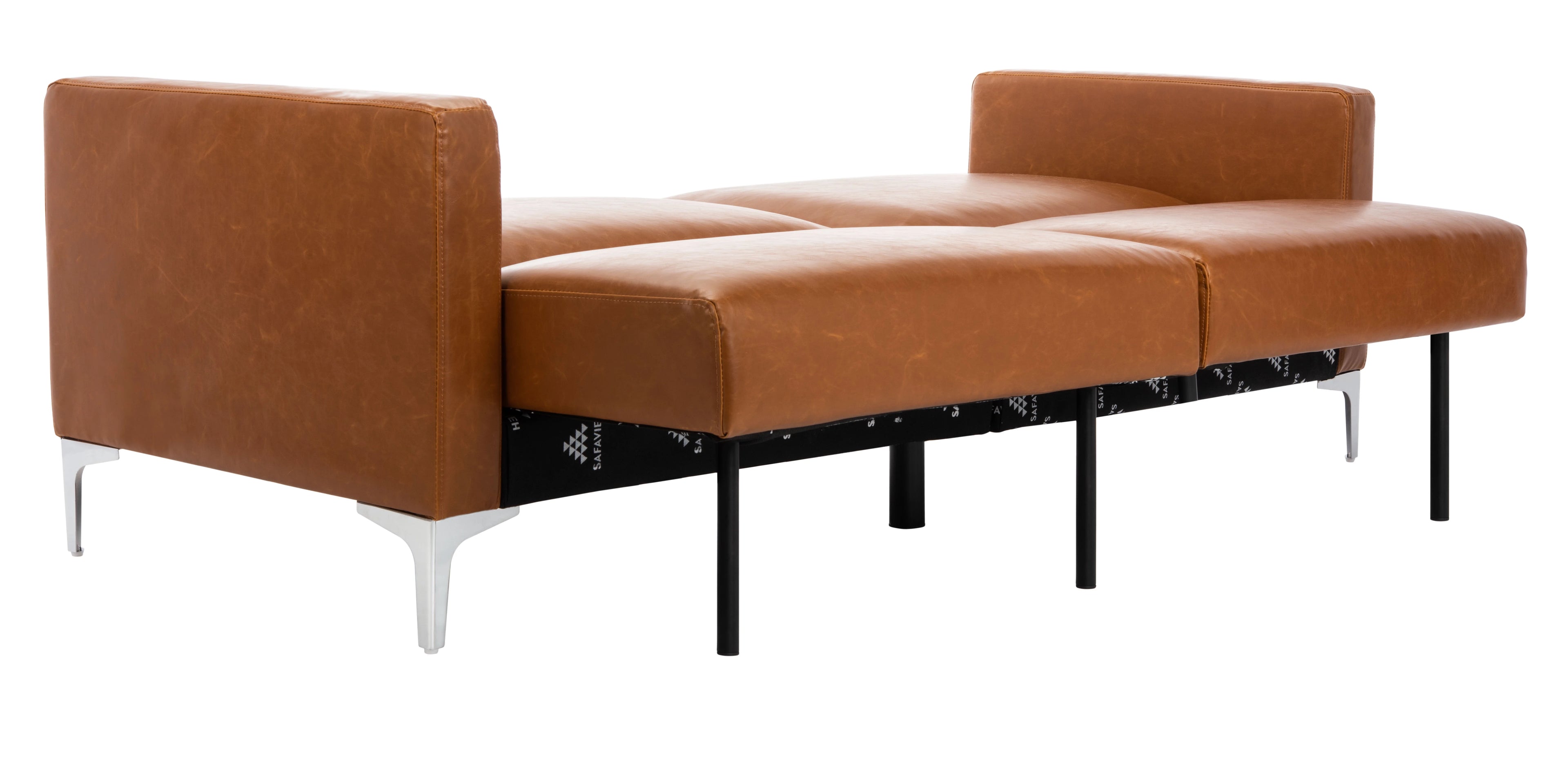 Cognac/Chrome Foldable Futon Bed W734