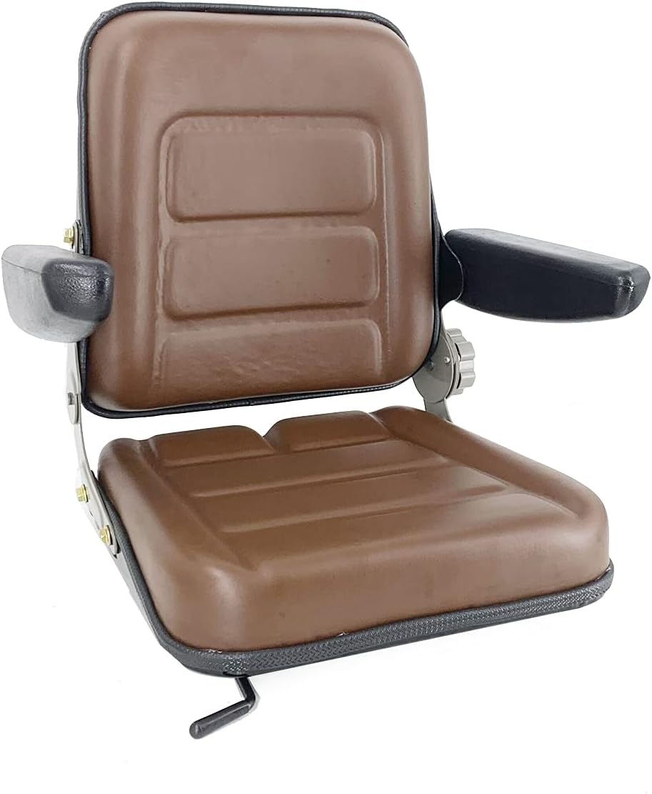 Brown PVC Forklift Seat with Adjustable Back and Armrest R960