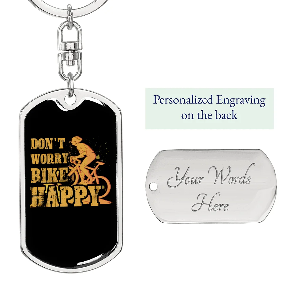 Stainless Steel or 18k Gold Swivel Dog Tag Keychain M746395