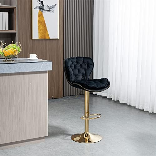 Rose Red Velvet Tufted Counter Stools with Gold Base M4599