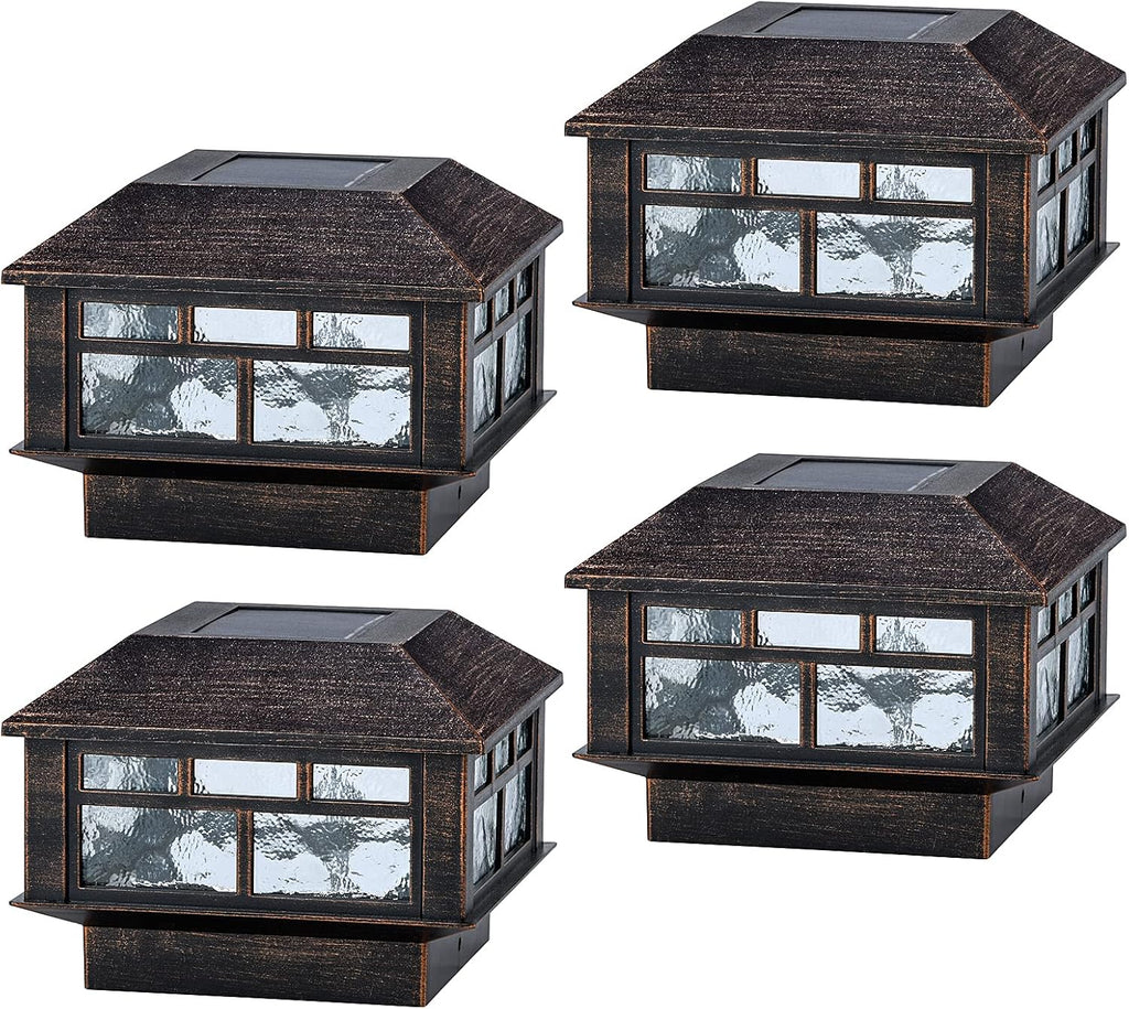 Black 12 Pack Solar Powered LED Post Cap Light for 4x4 or 5x5 Wood Posts F475