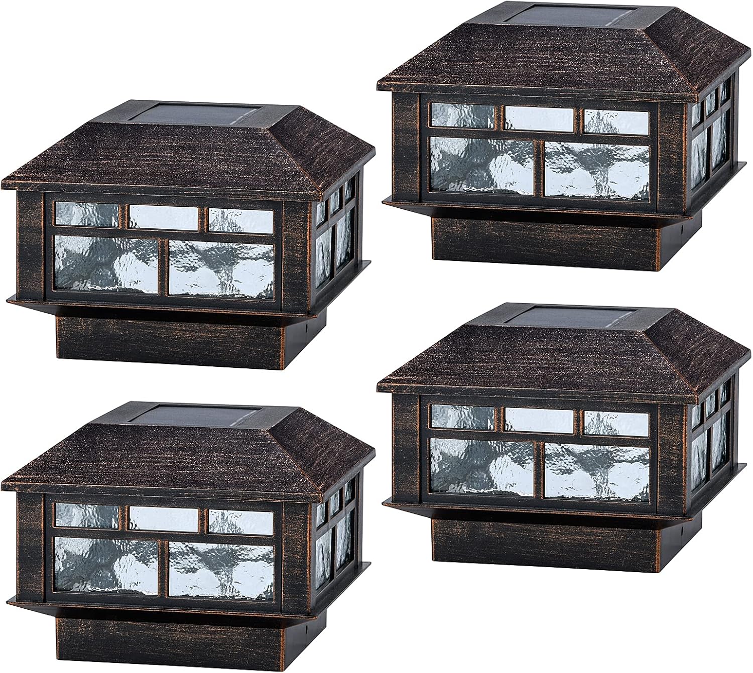 Black 12 Pack Solar Powered LED Post Cap Light for 4x4 or 5x5 Wood Posts F475