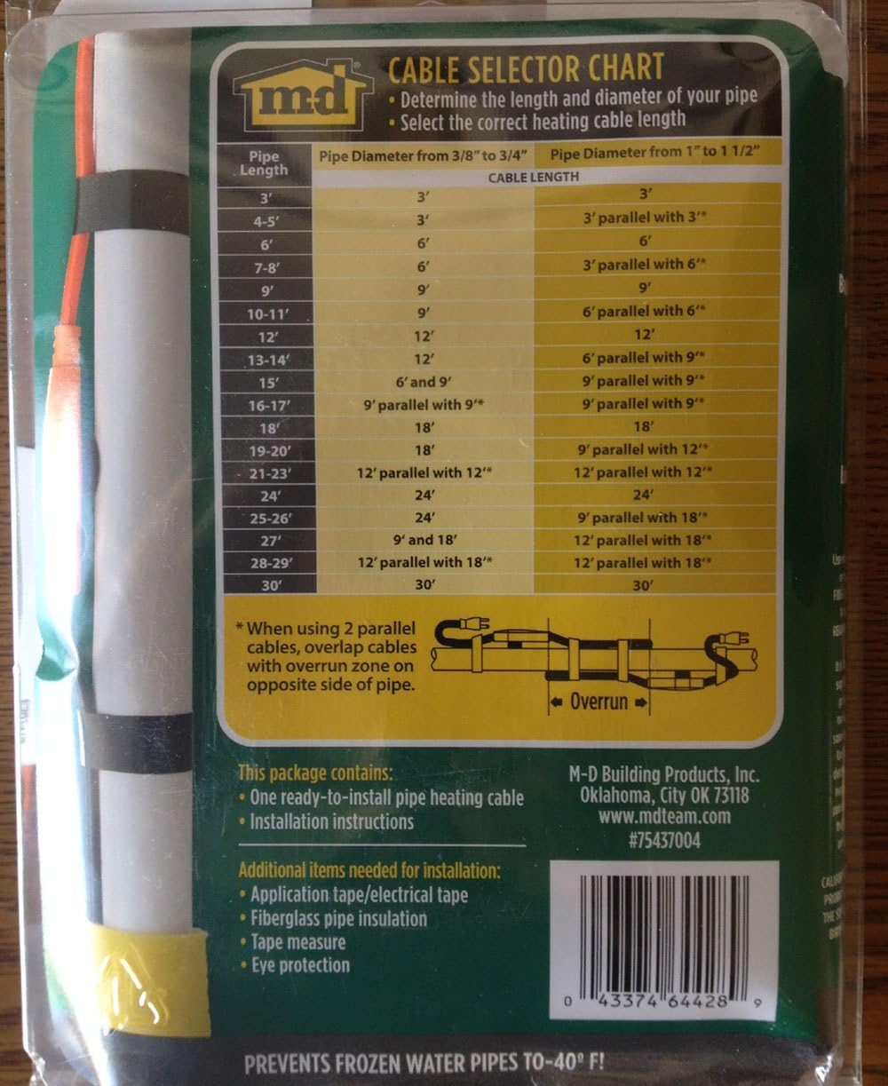 18 Ft Red Pipe Heating Cable With Thermostat A950