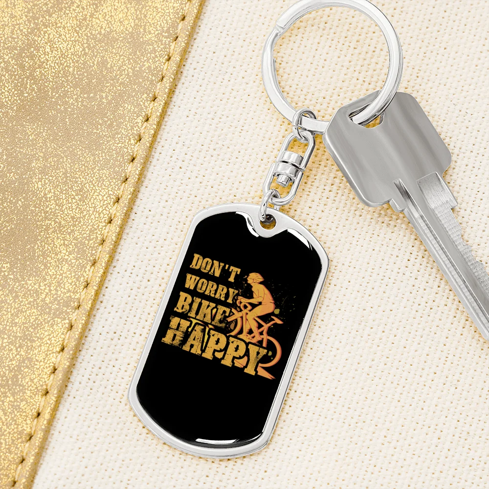 Stainless Steel or 18k Gold Swivel Dog Tag Keychain M746395
